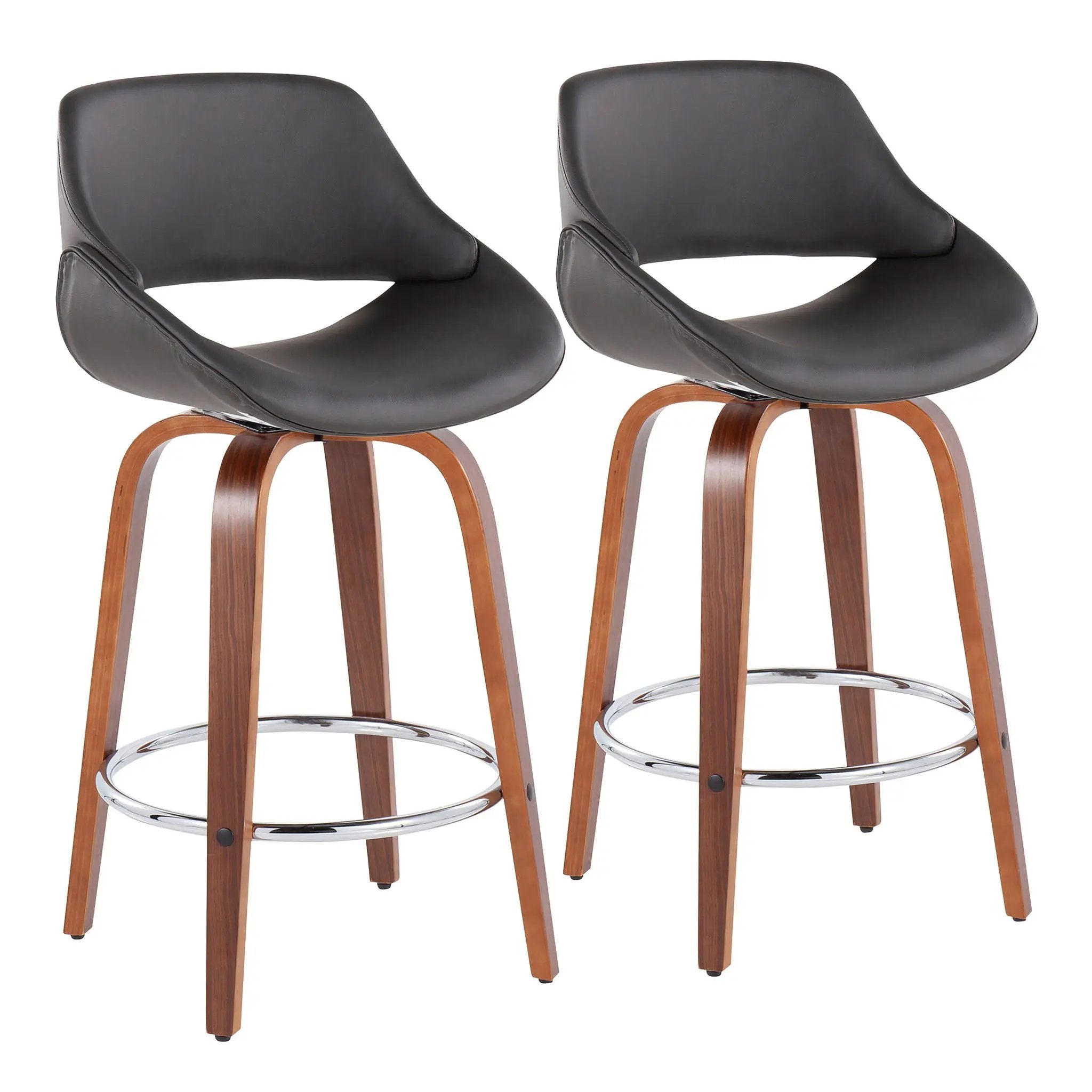 Fabrico - Mid Century Modern, Fixed Height Counter Stool With Round Footrest (Set of 2) by HouseOfZazla