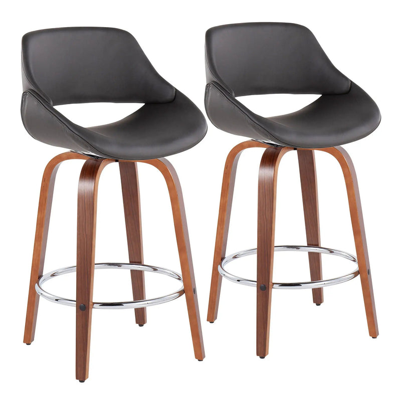 Fabrico - Mid Century Modern, Fixed Height Counter Stool With Round Footrest (Set of 2) by HouseOfZazla