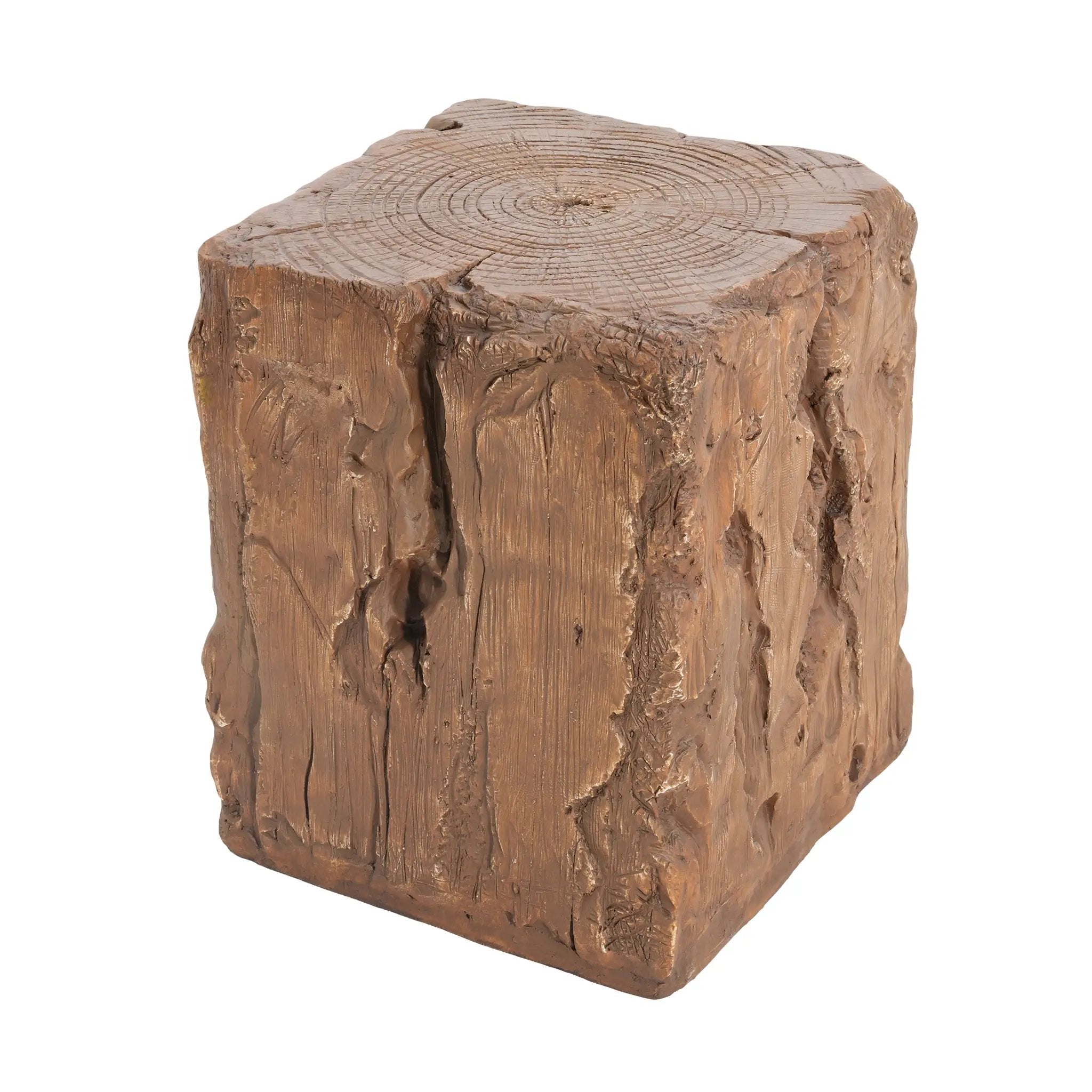 Amira Outdoor and Indoor Stump Shape MGO Side Table Brown Finish by HouseOfZazla