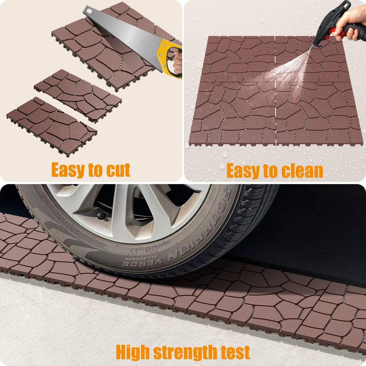 New Stone Texture Patio Deck Tiles, Diy Interlocking Floor Tiles, Easy Installation by HouseOfZazla