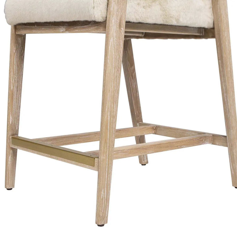 Arizona - Solid Ash Upholstered Counter Stool With Rope Detail - Creme De La Creme White by HouseOfZazla