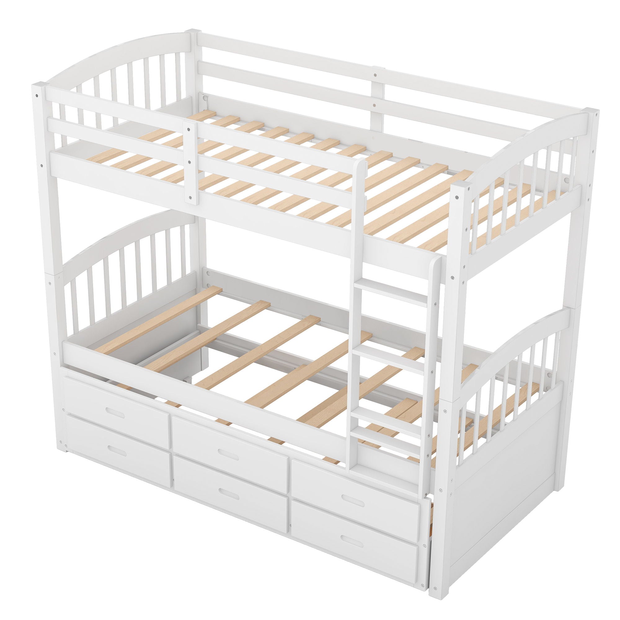 Bunk Bed With Trundle And Drawers, Arched Headboard And Footboard by HouseOfZazla