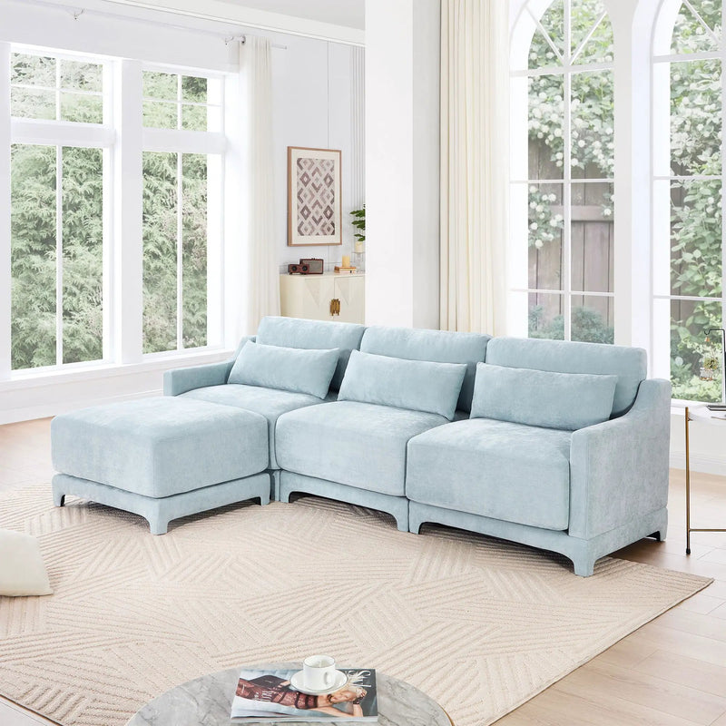 Stylish Sofa With Ottoman And Lumbar Pillows, Ergonomic Design by Unique Piece Furniture