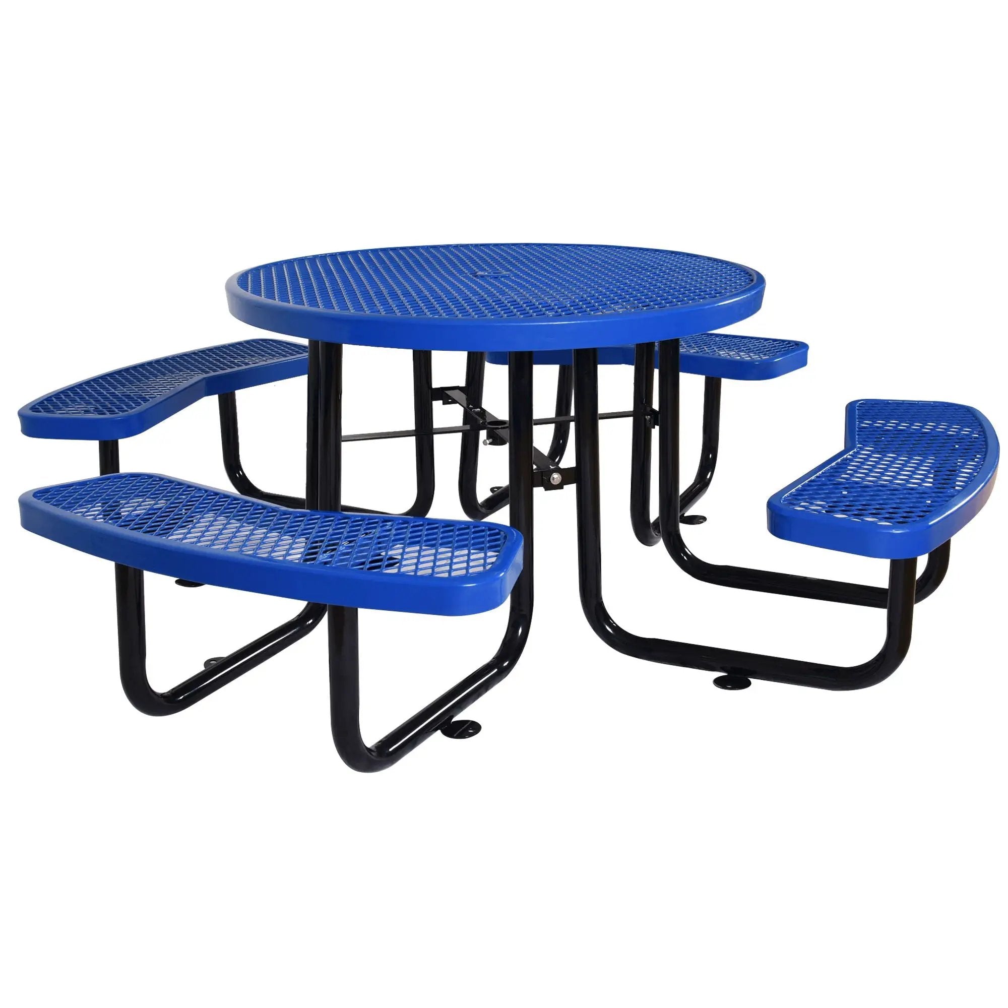 Round Outdoor Steel Picnic Table With Umbrella Pole by HouseOfZazla
