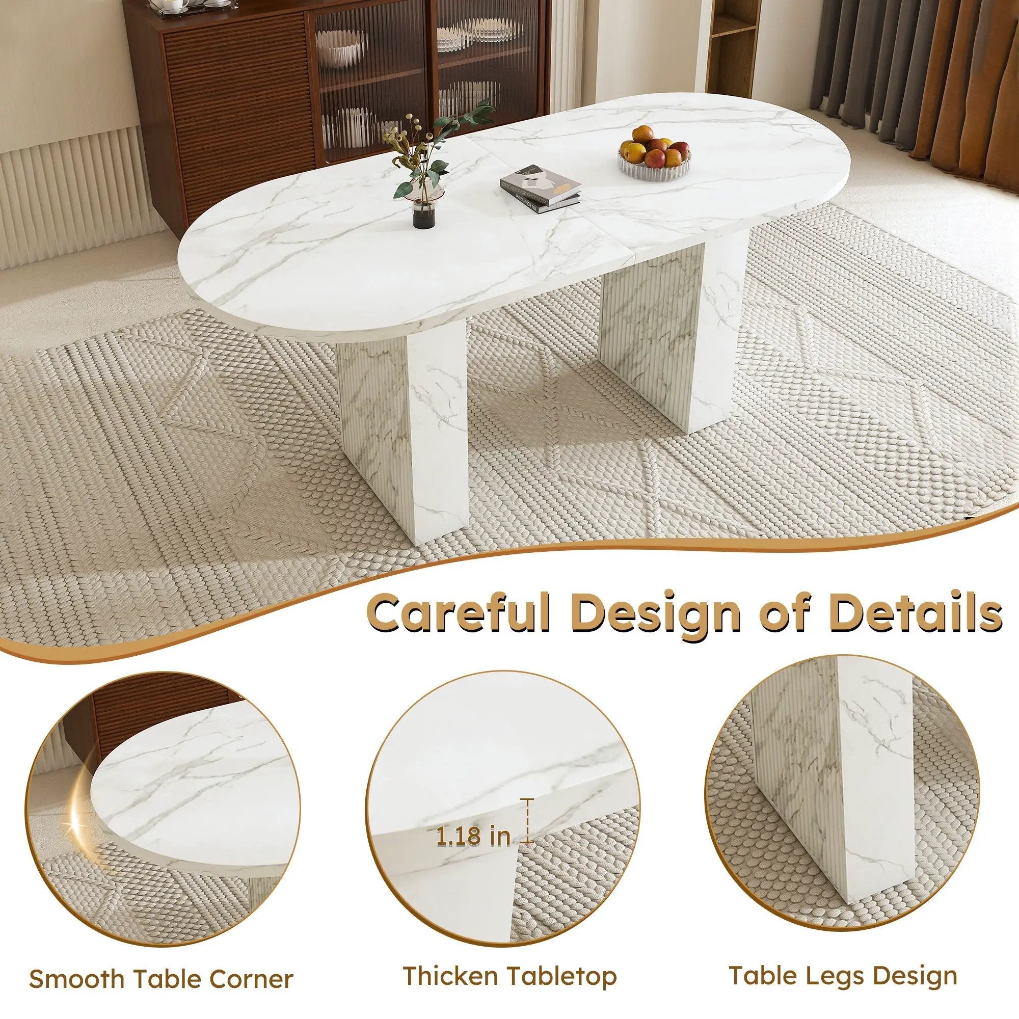 Oval Dining Table With Wood Strip Base by HouseOfZazla
