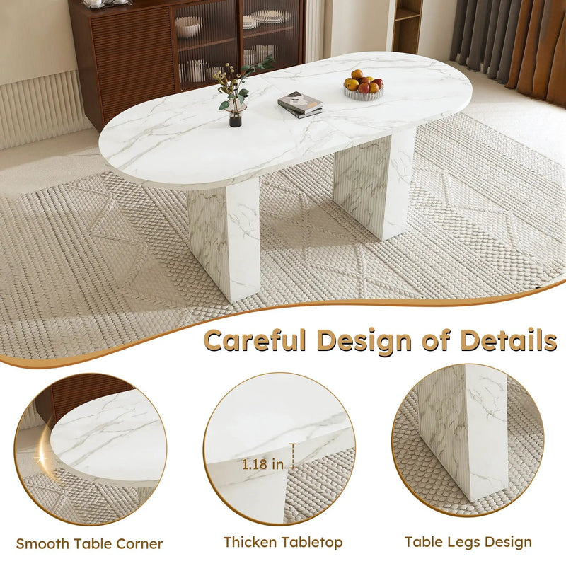 Oval Dining Table With Wood Strip Base by HouseOfZazla