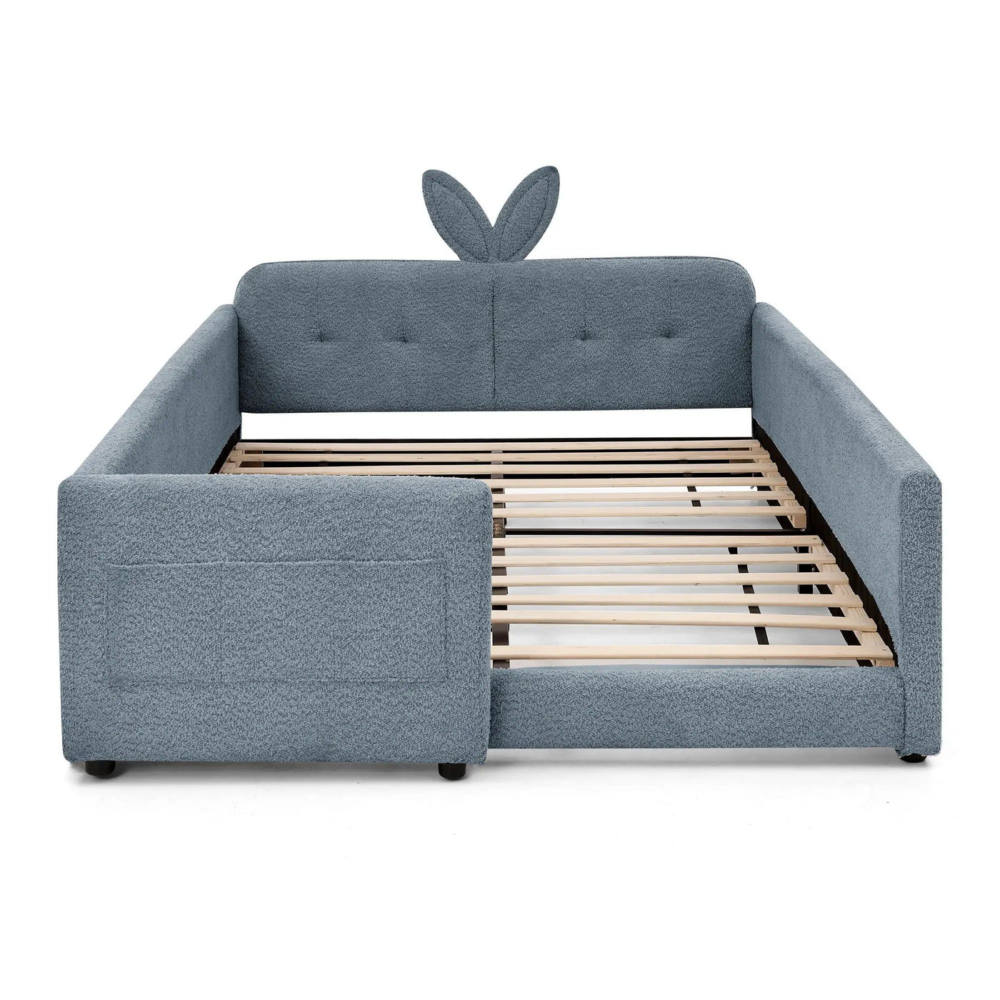 Cute Rabbit Ear Upholstered Platform Bed Frame With Safety Rail by Unique Piece Furniture