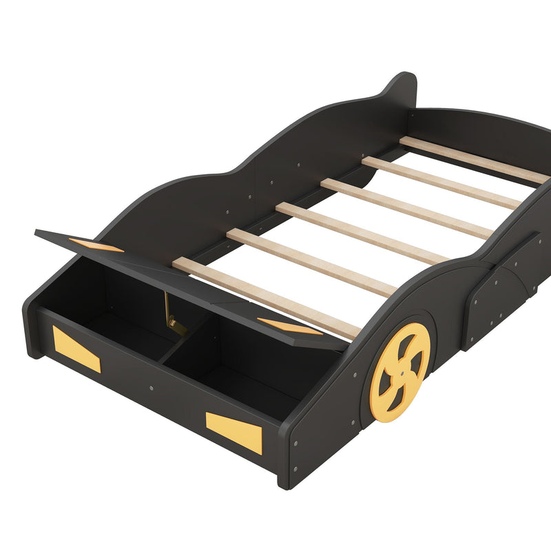 Race Car Shaped Platform Bed With Wheels And Storage by HouseOfZazla