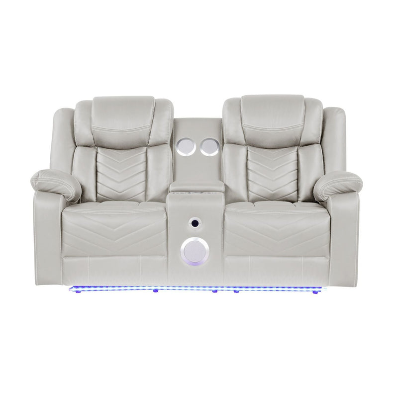 Challenger LED Power Recliner Loveseat With Console