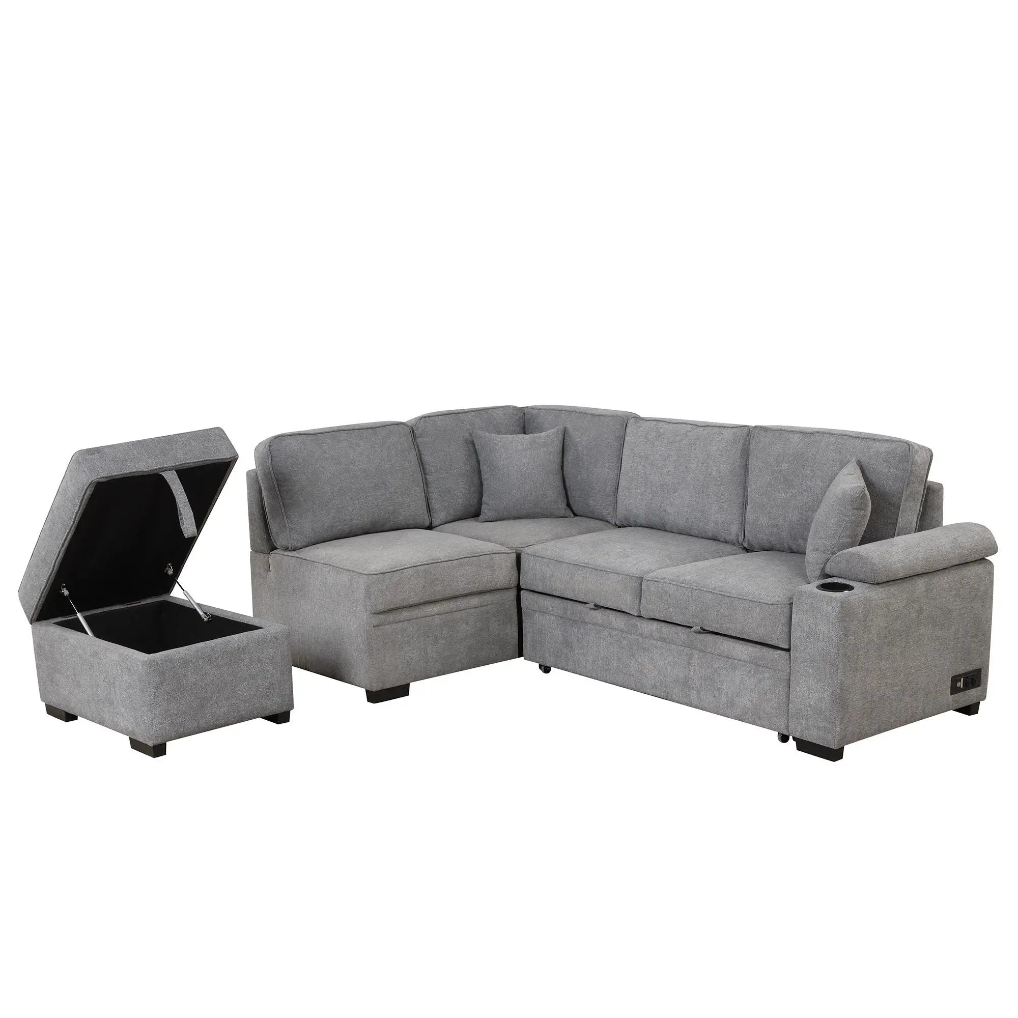 Sleeper Sofa Bed, 2 In 1 Pull Out Sofa Bed L Shape Couch With Storage Ottoman For Living Room, Bedroom Couch And Small Apartment by HouseOfZazla
