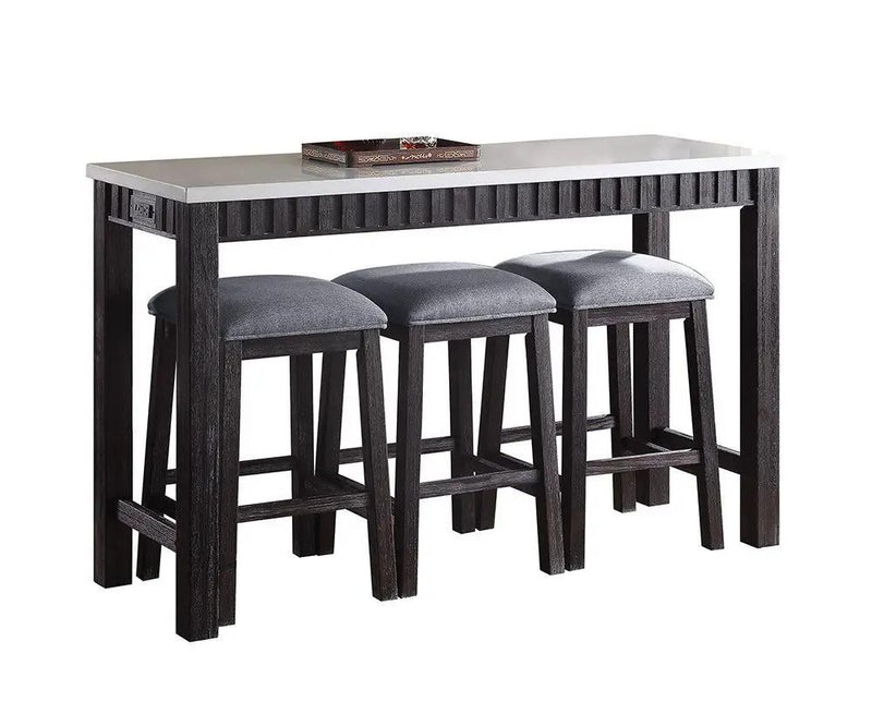Necalli - Marble Top Weathered 4 Piece Pack Counter Height Table Set - Espresso by Unique Piece Furniture
