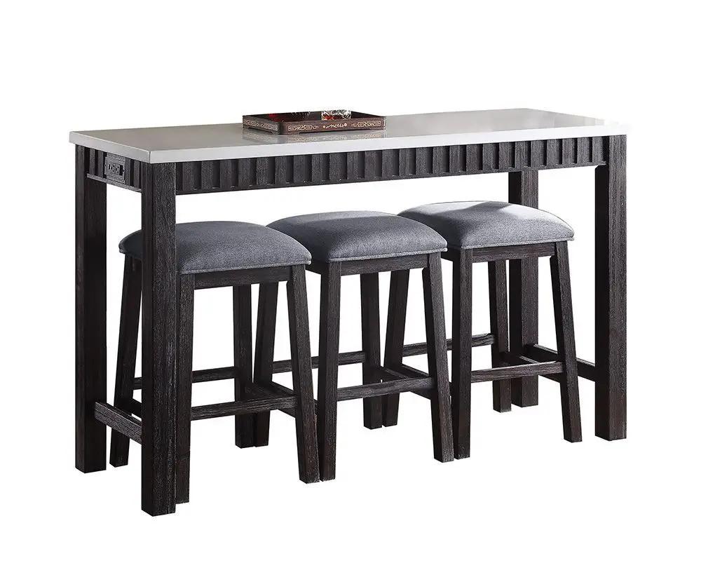 Necalli Marble Top Weathered 4 Piece Pack Counter Height Table Set - Espresso by HouseOfZazla