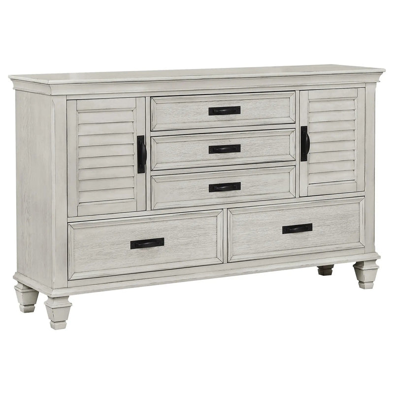 Franco 5-piece Queen Bedroom Set Distressed White by Unique Piece Furniture