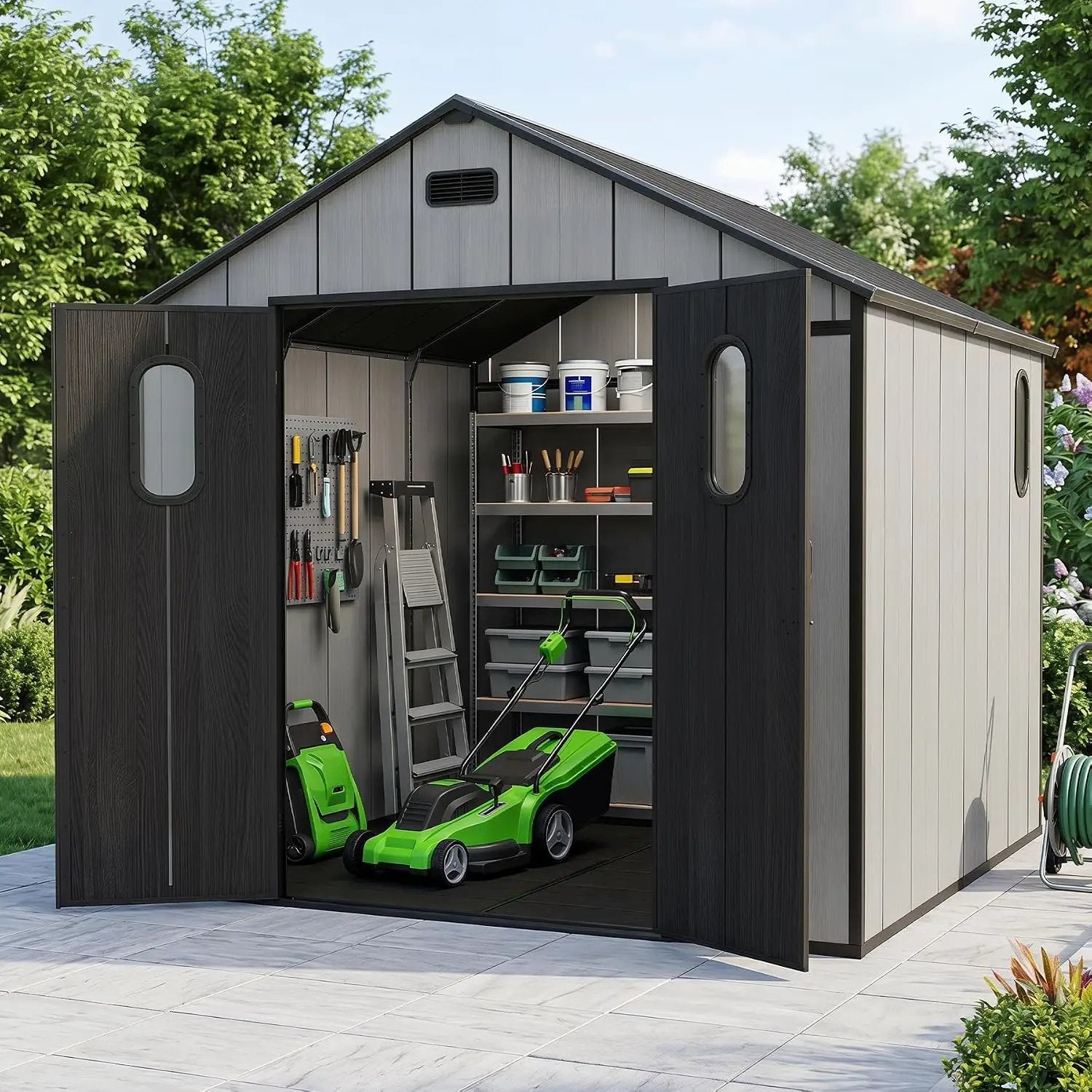 8x8 Ft Resin Outdoor Storage Shed with Floor by HouseOfZazla