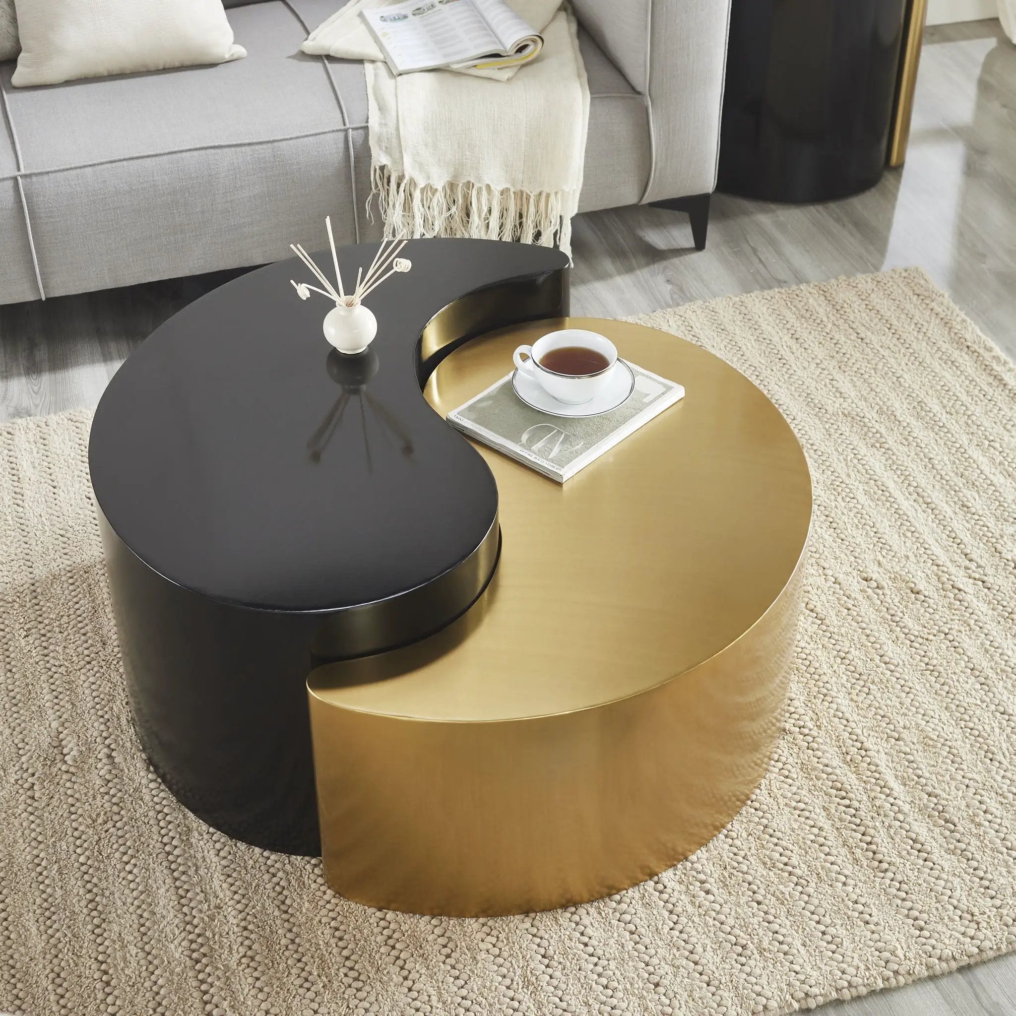 Ying Yang - Coffee Table - Gold / Black by HouseOfZazla