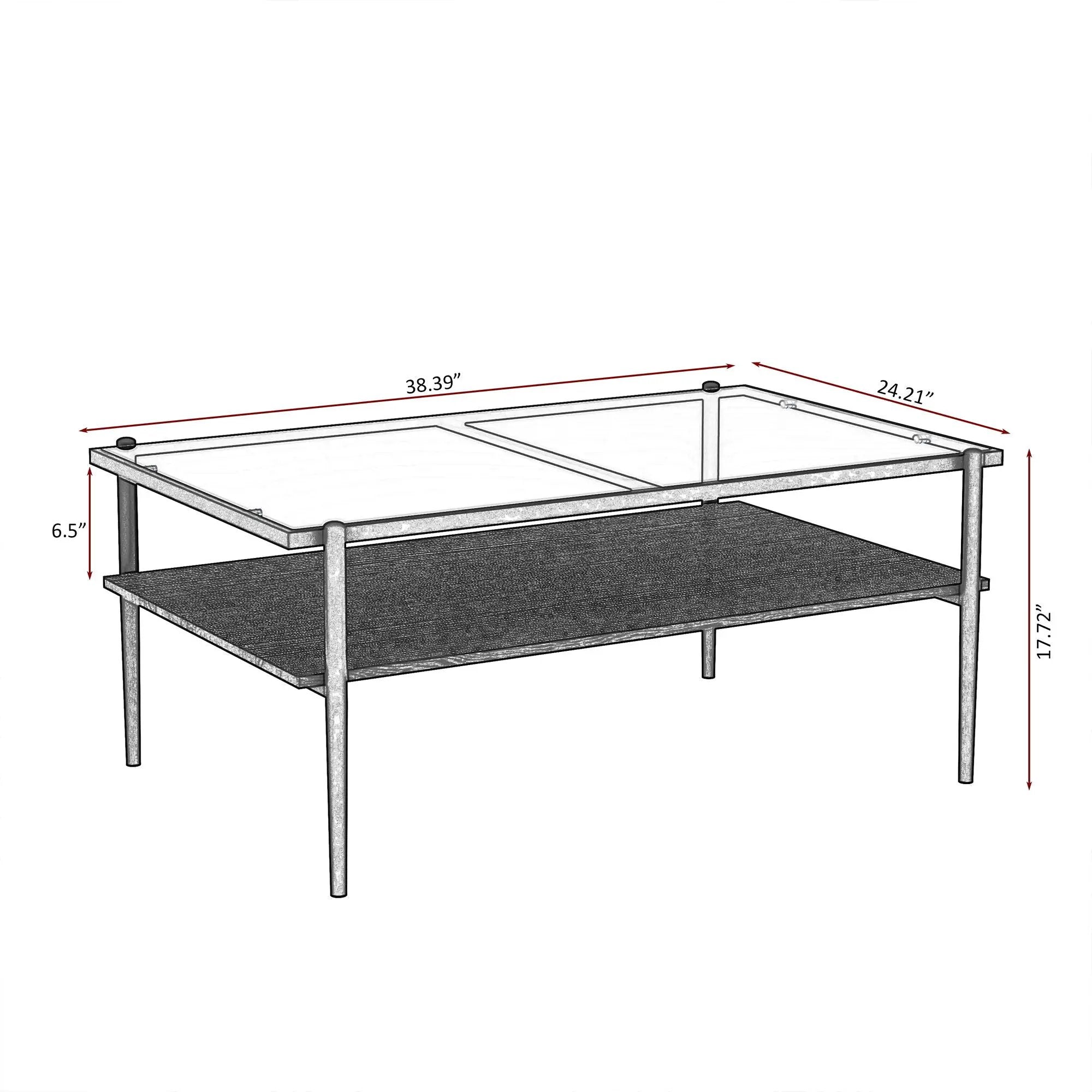 Rectangle Coffee Table With Tempered Glass Top And Legs, Modern Table For Living Room by Unique Piece Furniture