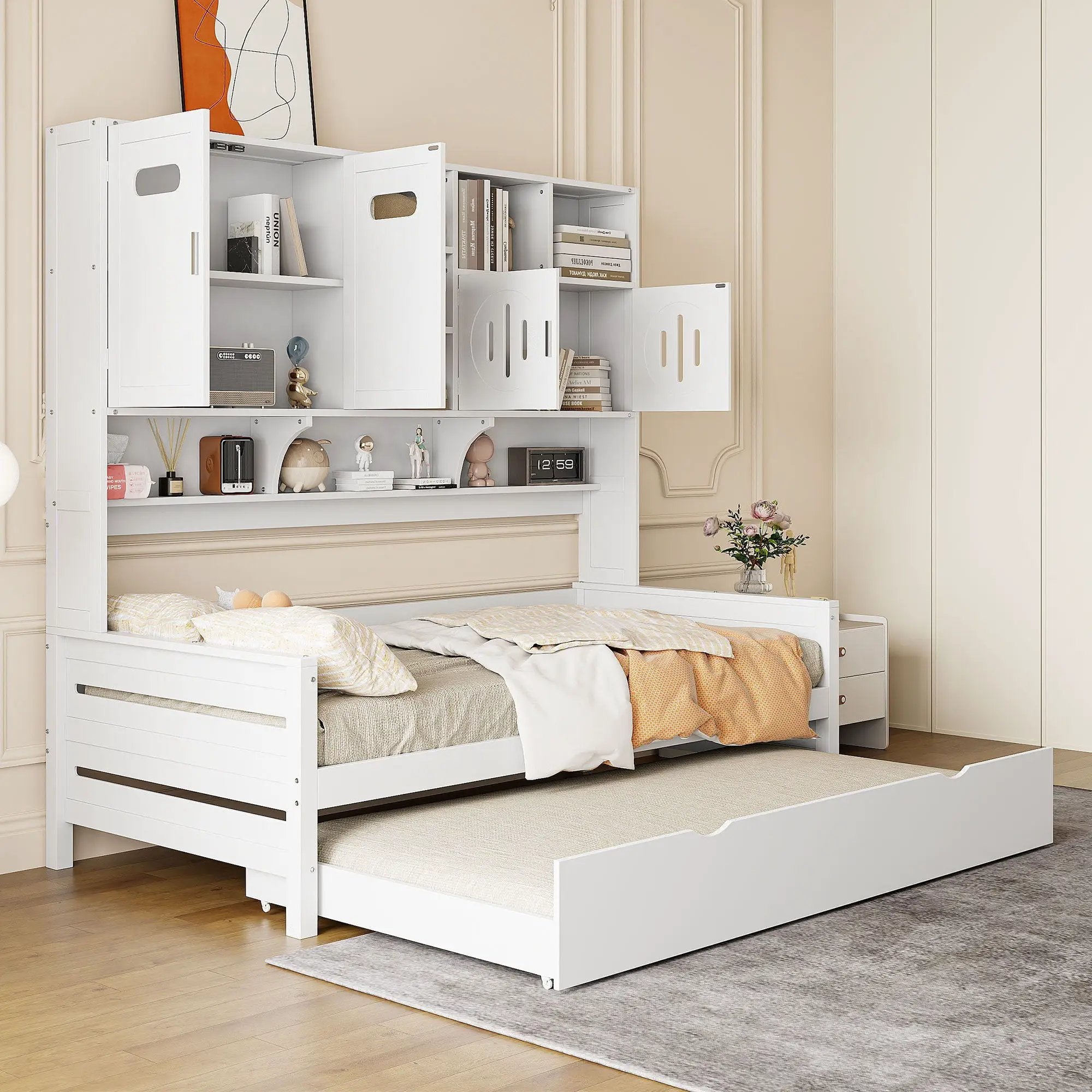Daybed With All-In-One Cabinet And Shelf by HouseOfZazla