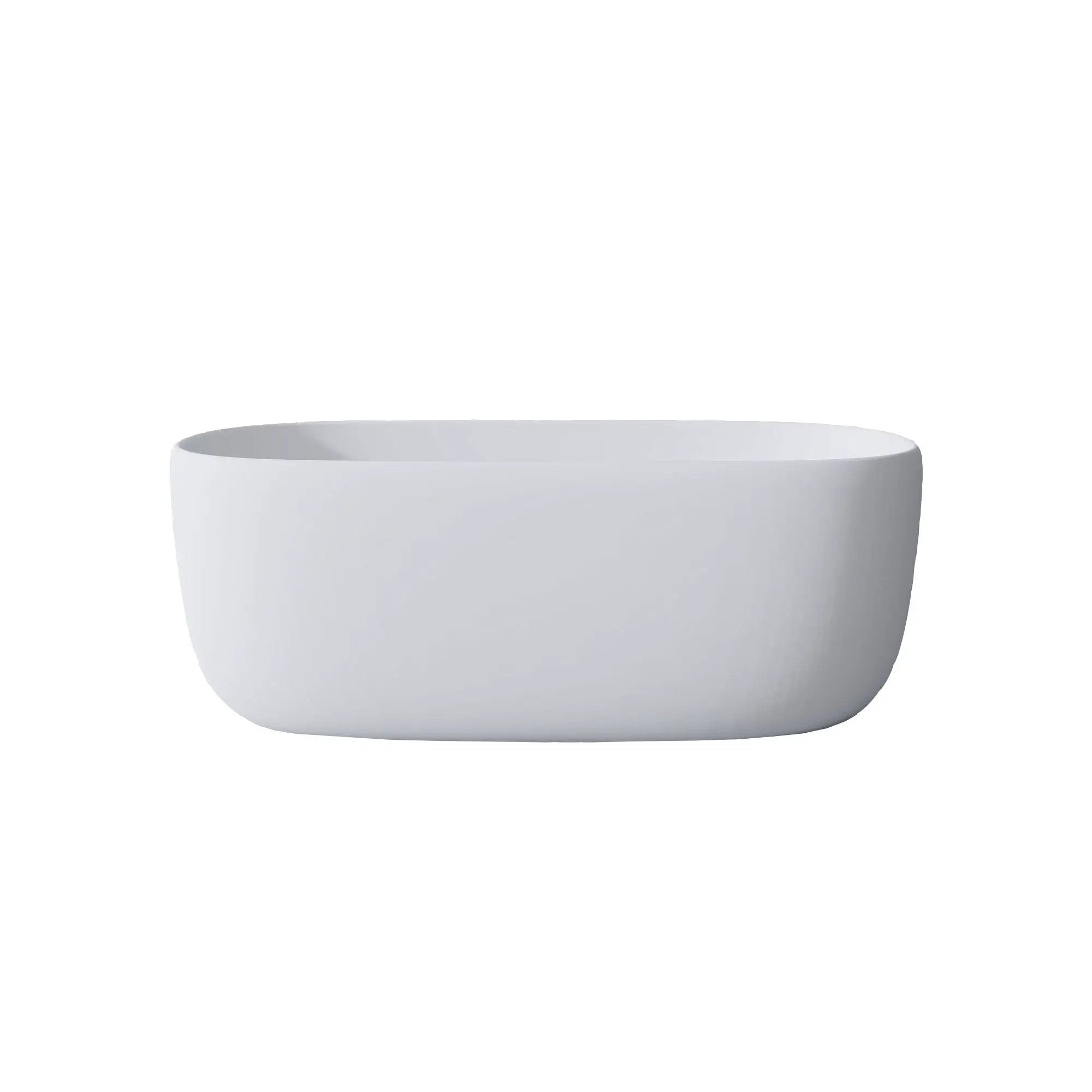 Freestanding Bathtub Resin Stone Soaking Bathtub Solid Surface Modern Tubs With Overflow And Pop-Up Drain - Matte White by HouseOfZazla