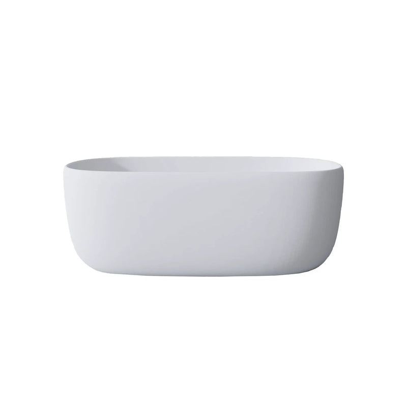 Freestanding Bathtub Resin Stone Soaking Bathtub Solid Surface Modern Tubs With Overflow And Pop-Up Drain - Matte White by HouseOfZazla