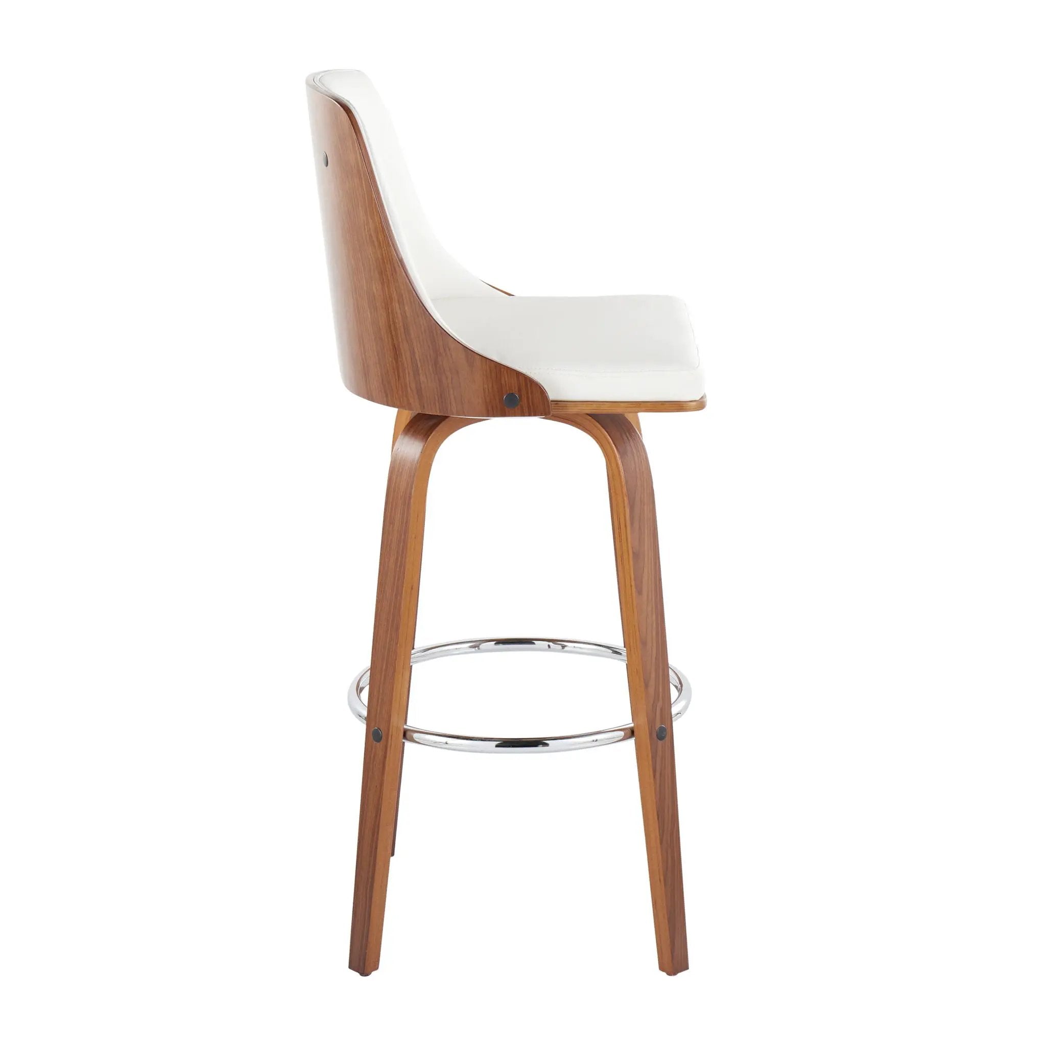 Gianna - Mid Century Modern Fixed Height Barstool With Swivel With Round Footrest (Set of 2) by HouseOfZazla