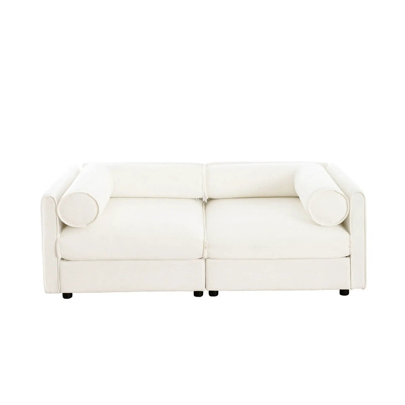 Stylish Sofa With Storage Seat And Cylindrical Backrest