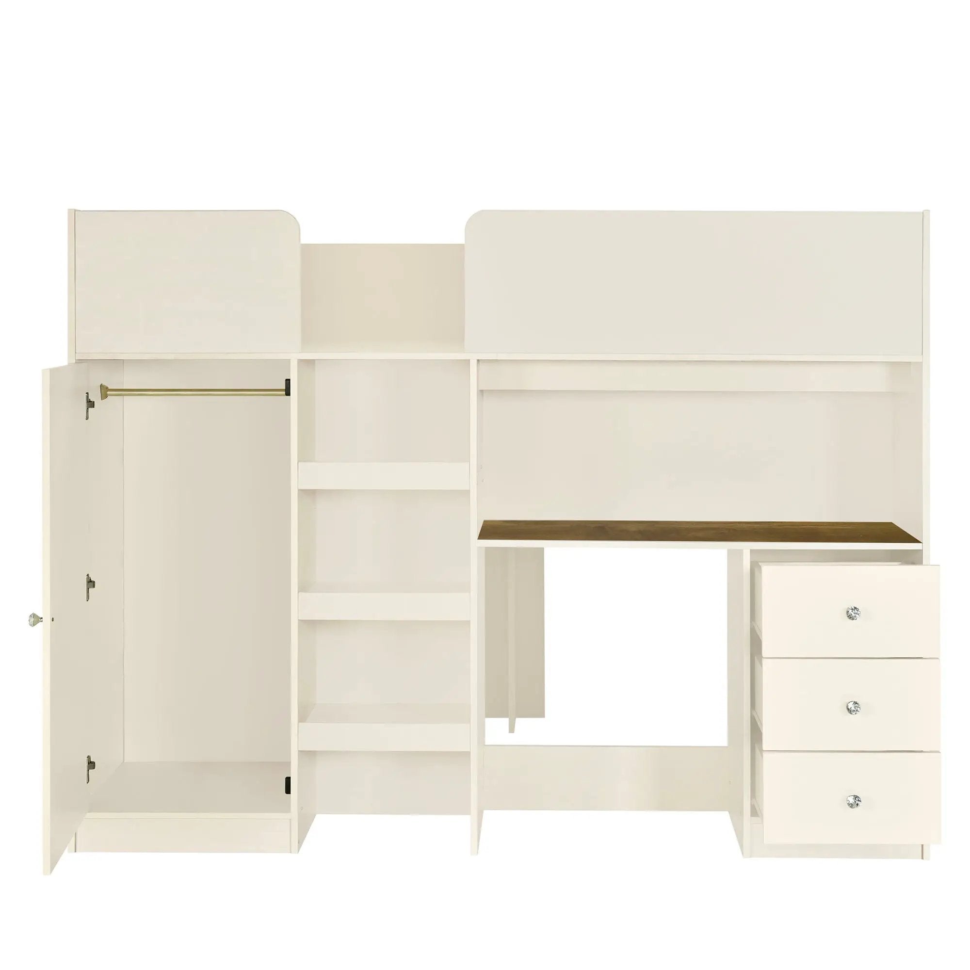 Loft Bed With Built In Wardrobe, Desk, Shelves, And Drawers by HouseOfZazla