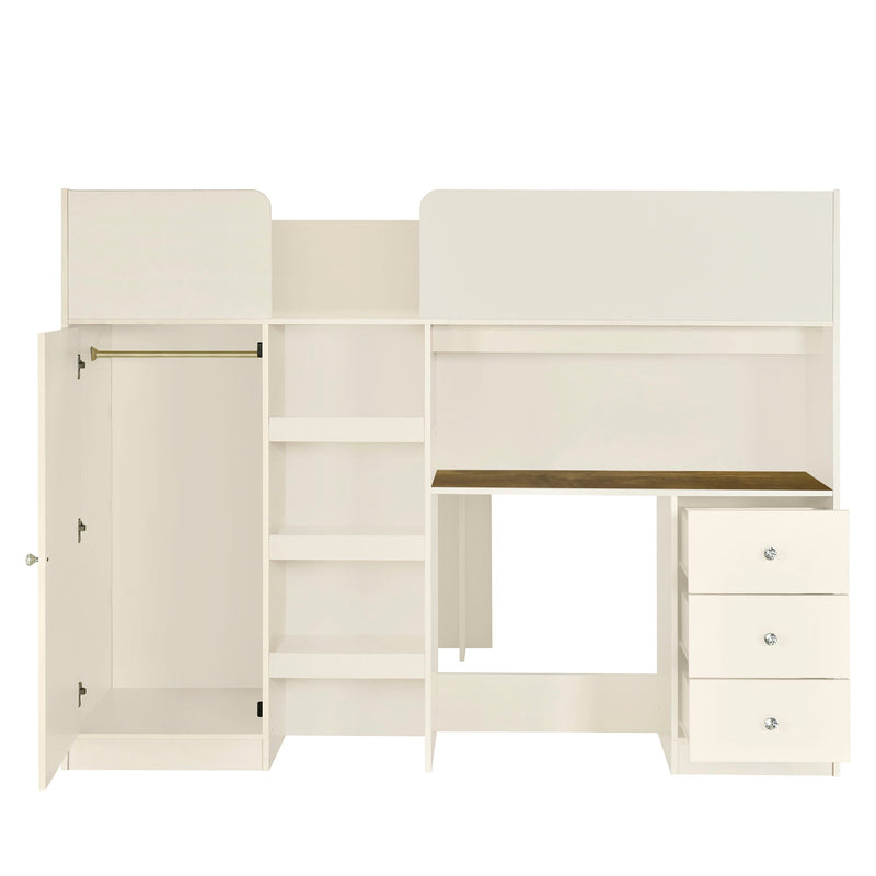 Loft Bed With Built In Wardrobe, Desk, Shelves, And Drawers by HouseOfZazla