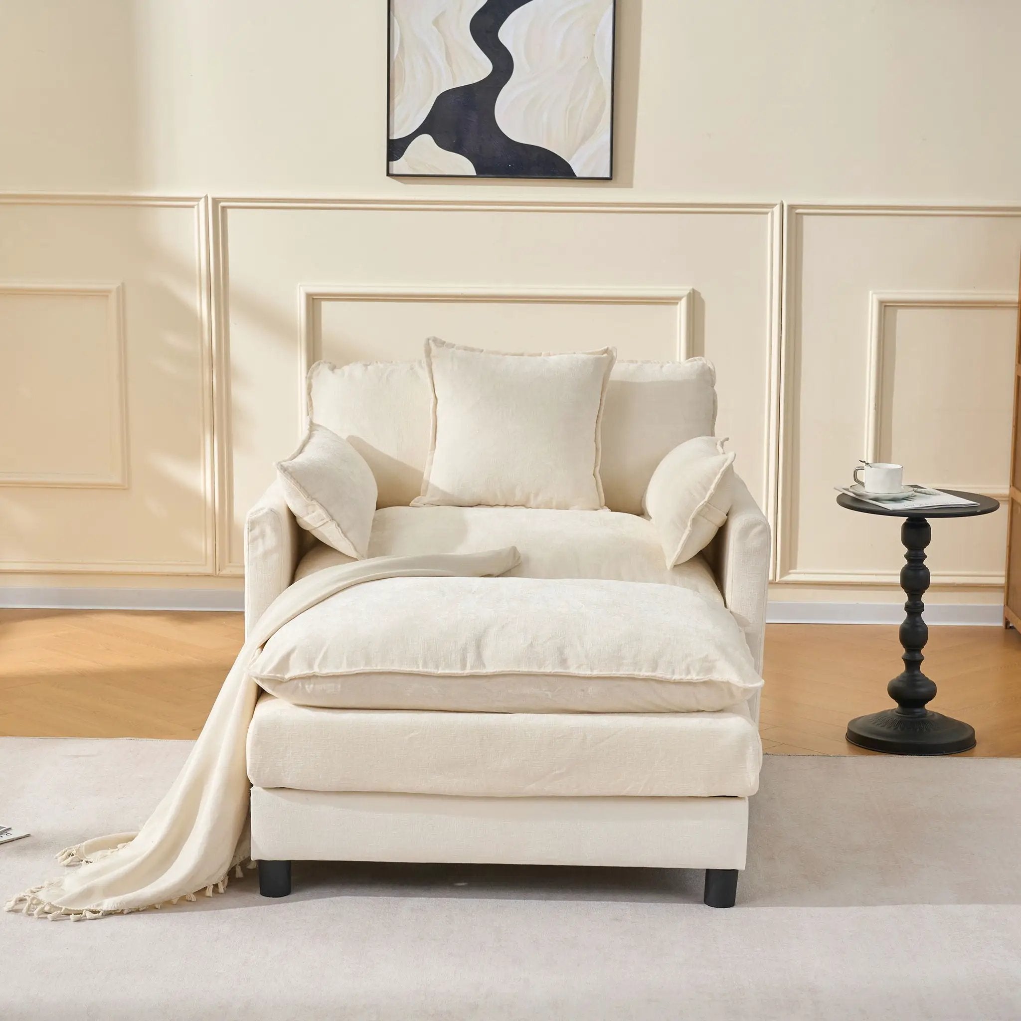 Accent Chair With Ottoman - Beige by Unique Piece Furniture