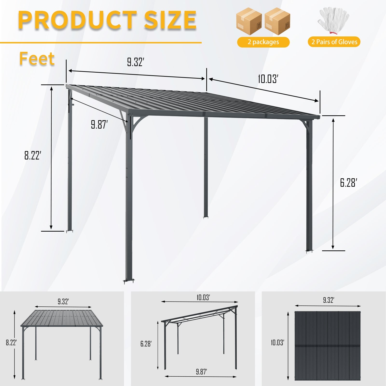 Outdoor Pergola, 10' x 10' Hardtop Gazebo for Yard by HouseOfZazla