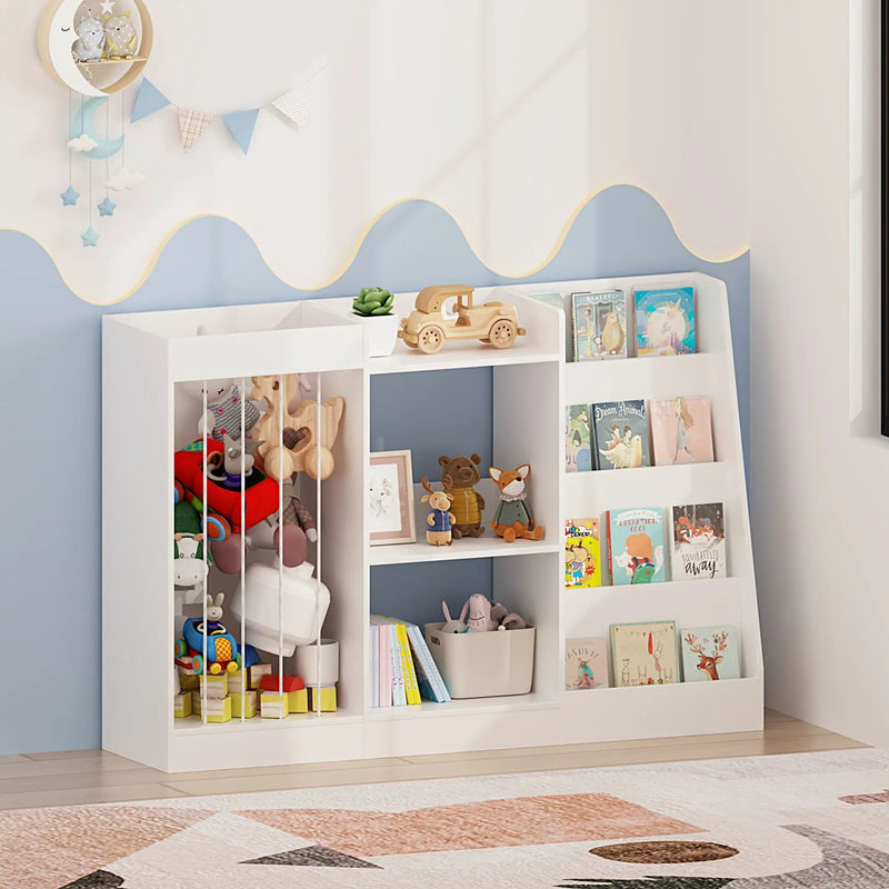 Bookshelf And Toy Storage, 3 Tier Montessori Bookcase With Stuffed Animal Organizer - White by HouseOfZazla
