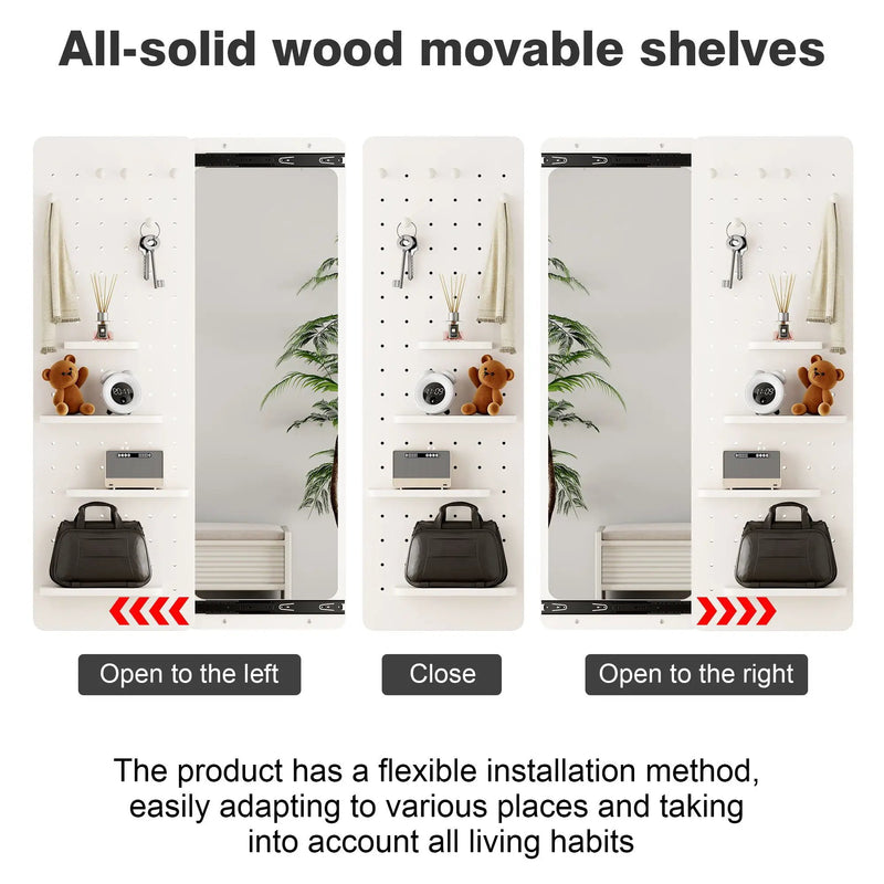 Wall Mounted Full Length Mirror With Shelf And Hook by HouseOfZazla