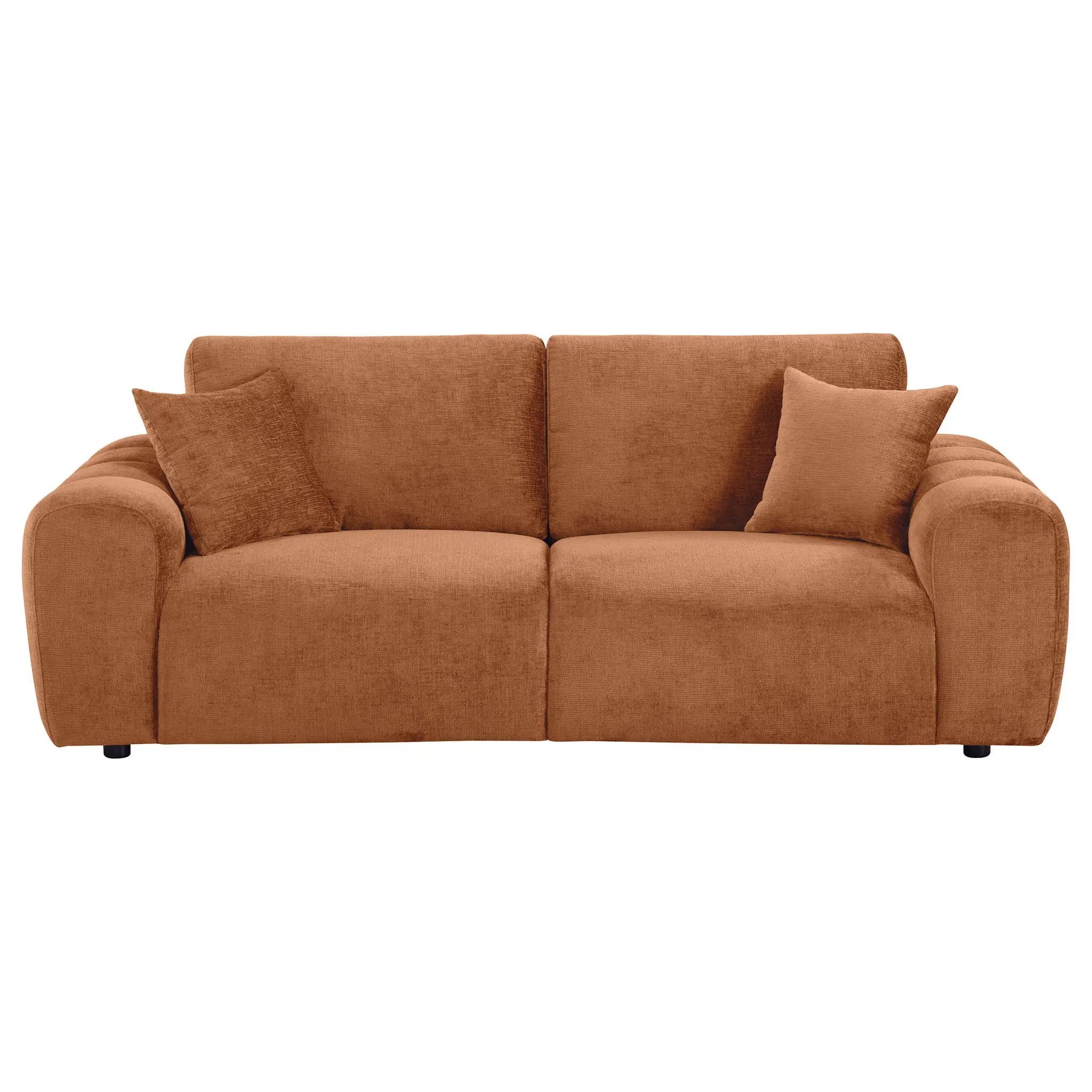 Burnett Chenille Upholstered Wide Arm Sofa Burnt Orange by Unique Piece Furniture