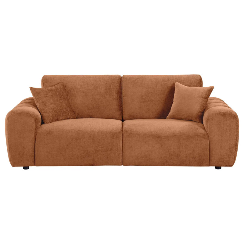 Burnett Chenille Upholstered Wide Arm Sofa Burnt Orange by Unique Piece Furniture