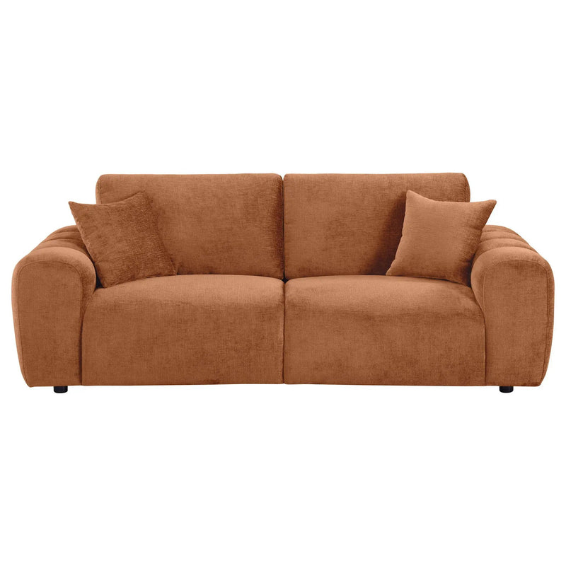 Burnett Chenille Upholstered Wide Arm Sofa Burnt Orange by Unique Piece Furniture