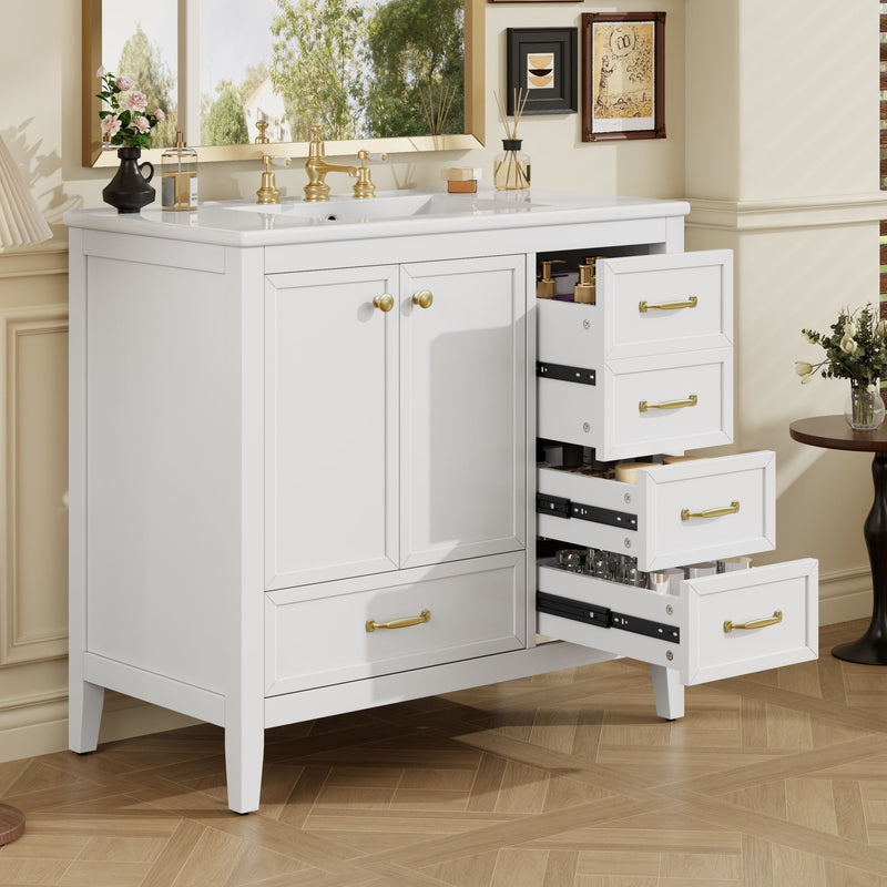 Elegant Vintage Bathroom Vanity With Sink and Soft Closing Drawers by HouseOfZazla