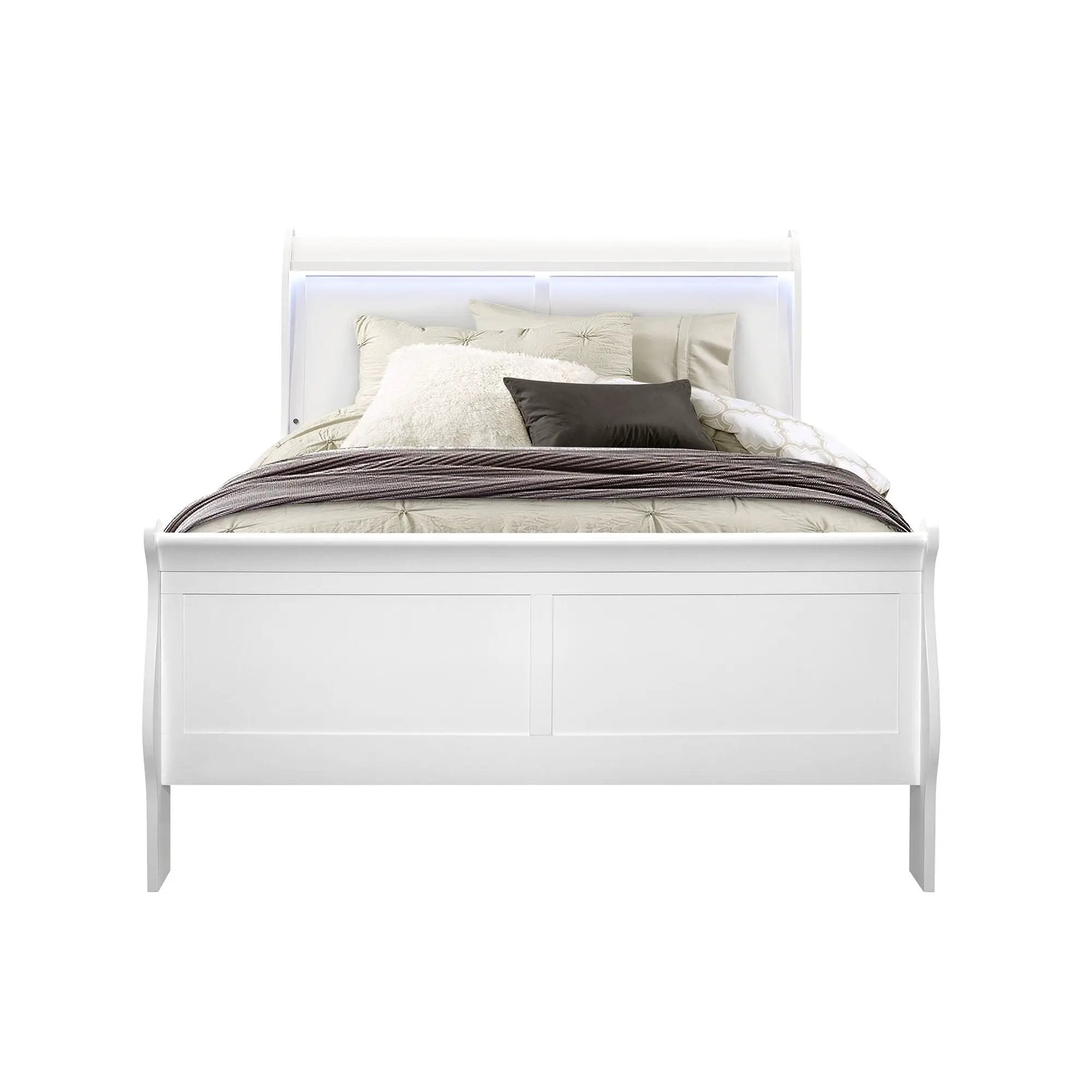 Charlston - Modern Sleigh Design Bed With LED by Unique Piece Furniture