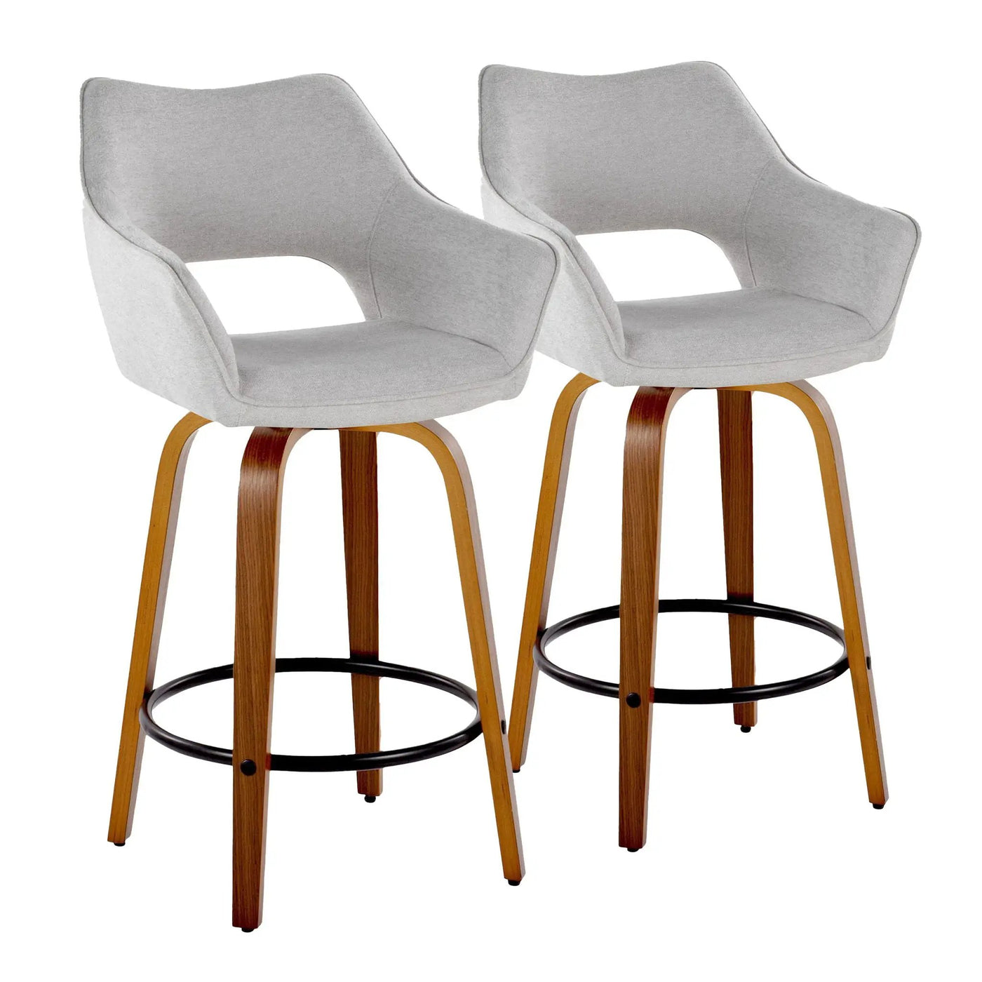 Mustang - Contemporary Fixed Height Counter Stool With Swivel With Round Footrest (Set of 2) by HouseOfZazla
