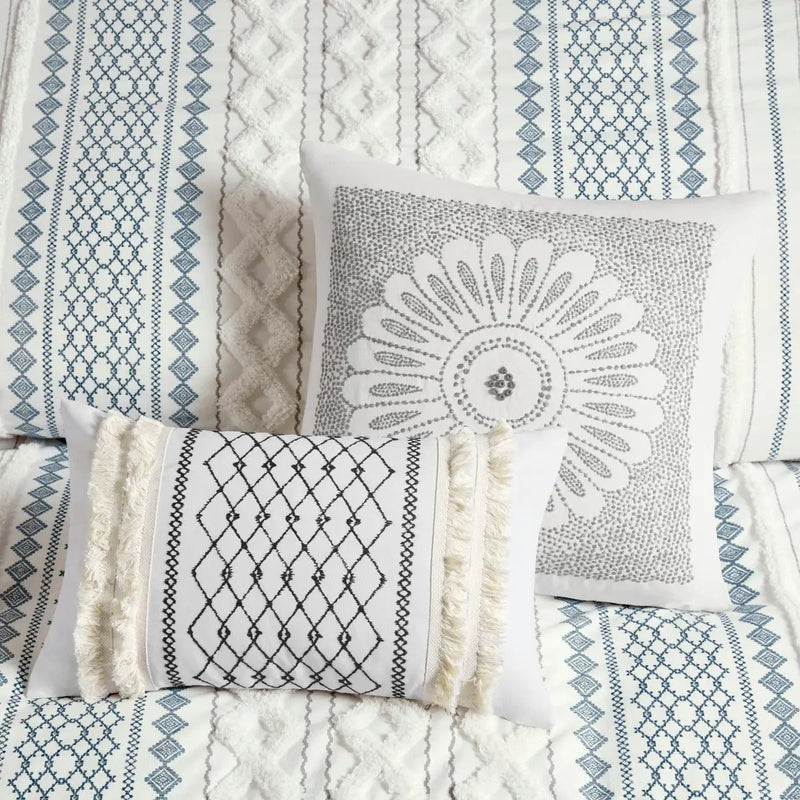 King/Cal King Cotton Printed Duvet Cover Set with Chenille by HouseOfZazla