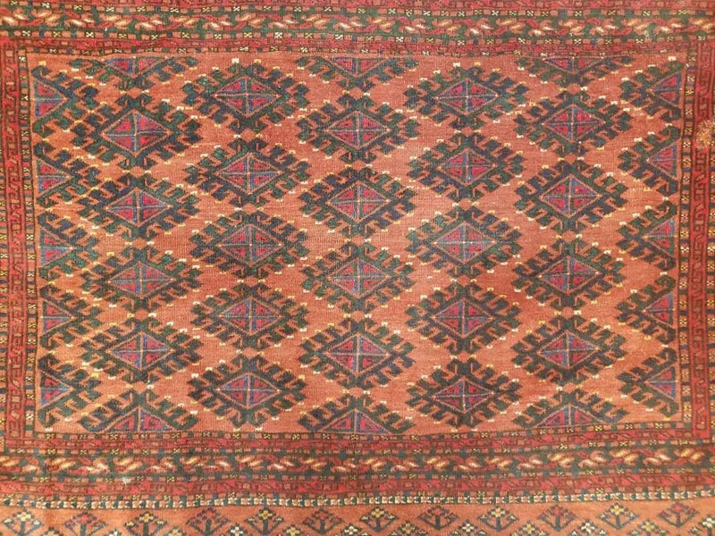 Antique Turkoman Rug 3'4" x 5', Collecticble Yamud Oriental Rug, Seat Pillow Cushion Cover, Tribal Mat, Wool Red Hand-Knotted Mafresh Carpet by Jewel Rugs