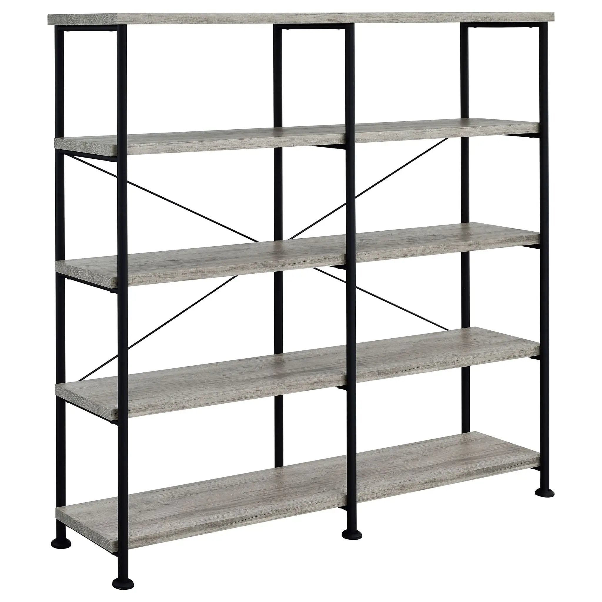 Analiese 63-inch 4-shelf Double Bookshelf Grey Driftwood by Unique Piece Furniture