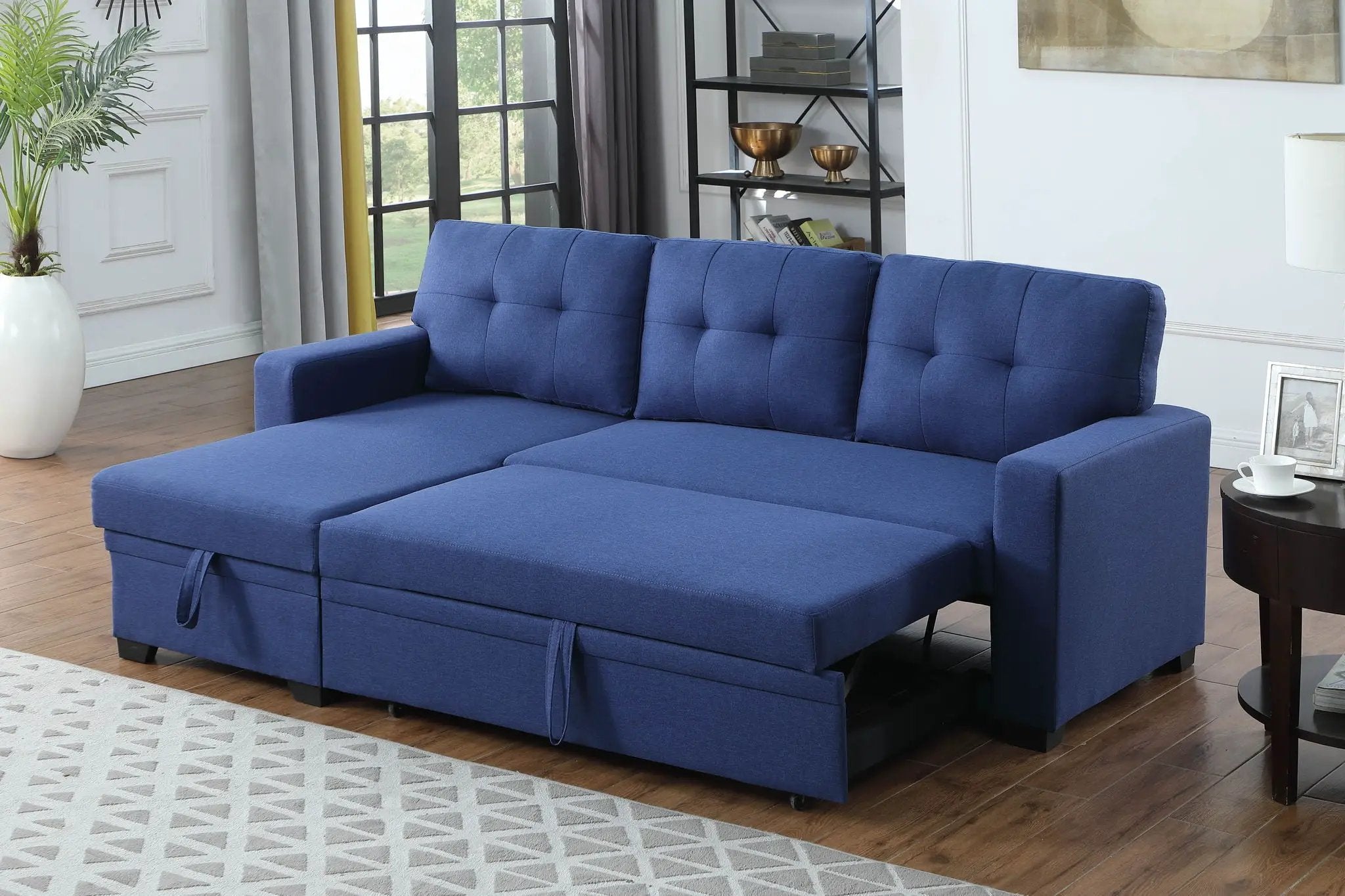 Upholstered Pull Out Sectional Sofa With Chaise by Unique Piece Furniture