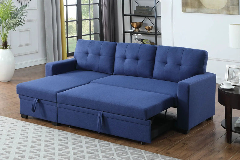 Upholstered Pull Out Sectional Sofa With Chaise by Unique Piece Furniture