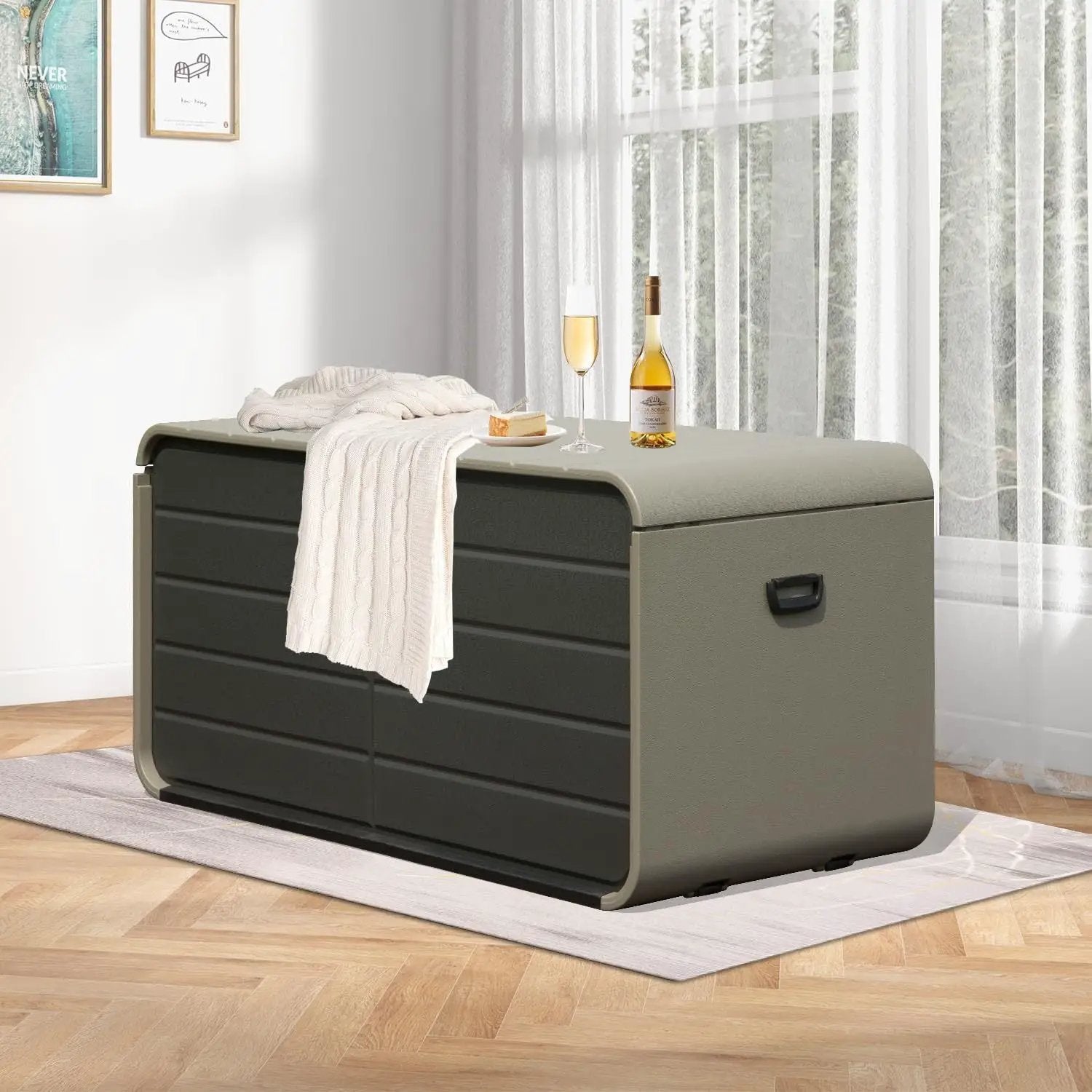 200 Gallon Plastic Deck Box with Lock and Waterproof Lid by HouseOfZazla