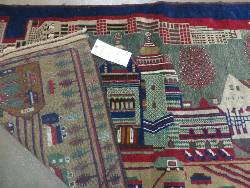 3' X 5' New Vintage Handmade Afghan Balouch Tribal Wool Pictorial Rug # 302 by Jewel Rugs