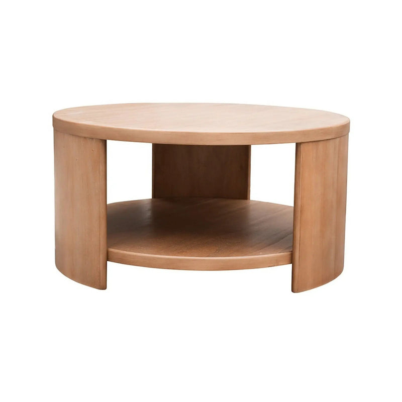 Minimalist Round Coffee Table With Shelf Storage - Natural by Unique Piece Furniture