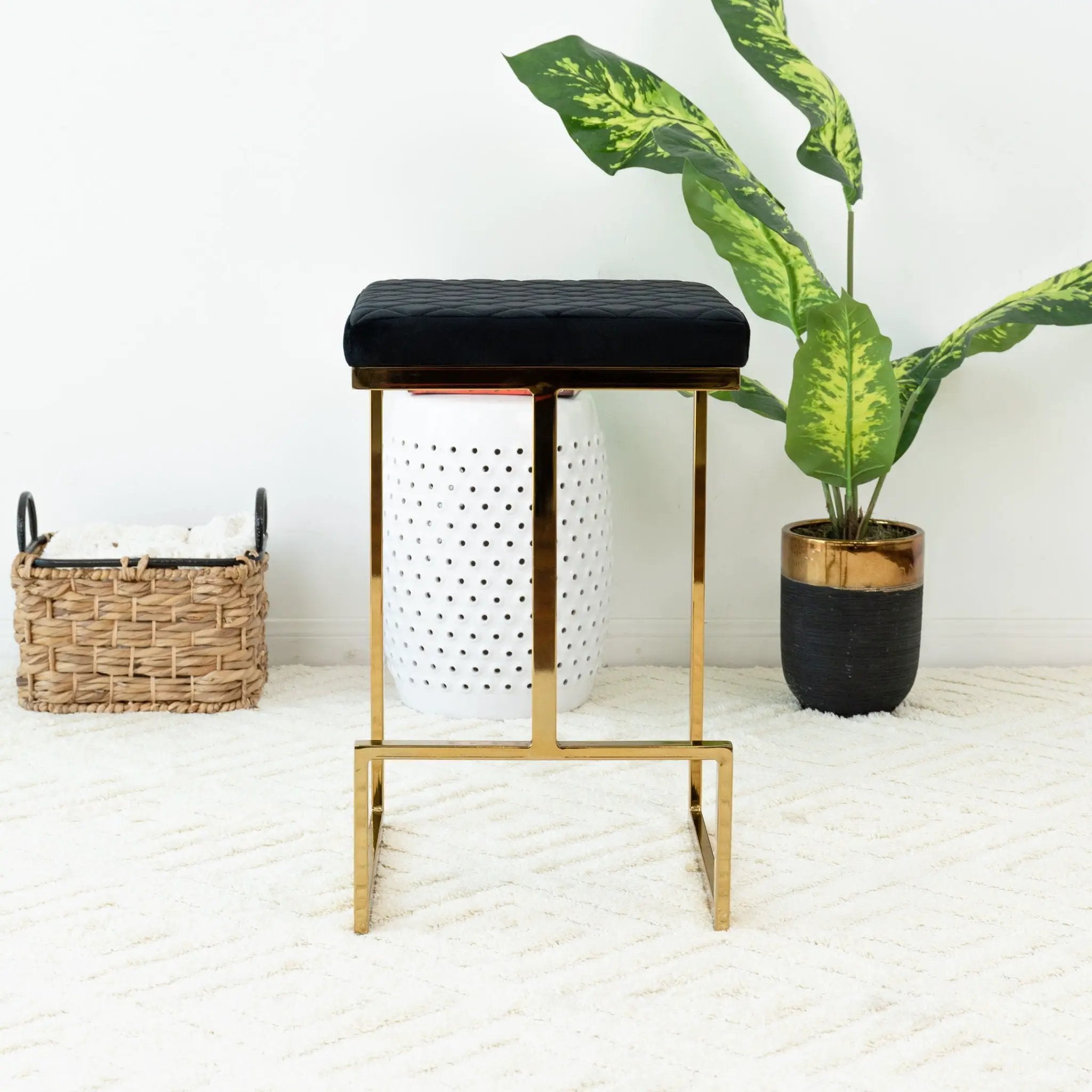 Joel - Mid Century Modern Luxury Upholstered Stool by Unique Piece Furniture