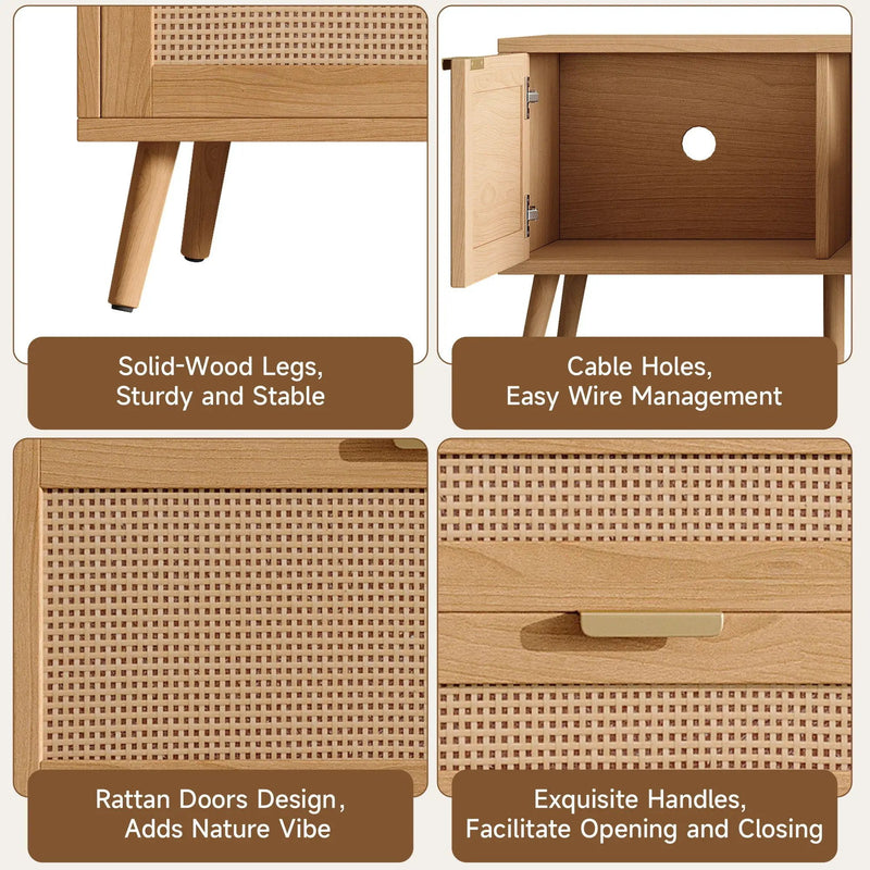 TV Stand With Storage & Cable Holes - Natural Wood by Unique Piece Furniture