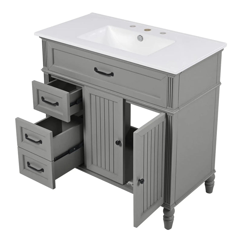 Bathroom Vanity With Sink, Freestanding Cabinet & Drawers by HouseOfZazla