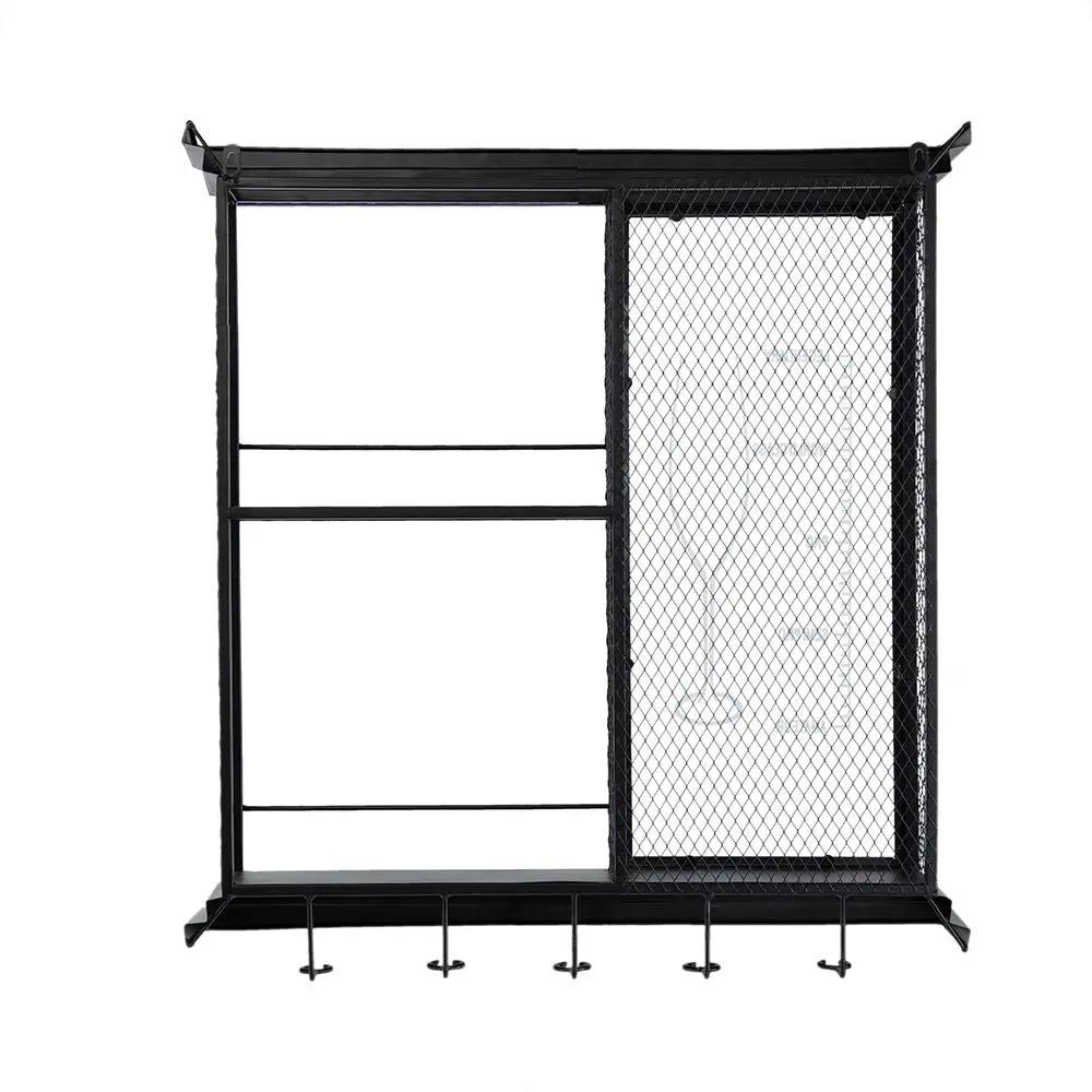 Floating Wine Bar Shelf With Glass Holder And Display Shelves - Black by Unique Piece Furniture