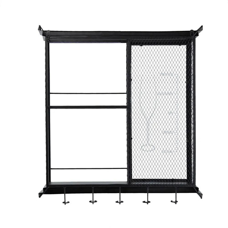 Floating Wine Bar Shelf With Glass Holder And Display Shelves - Black by HouseOfZazla